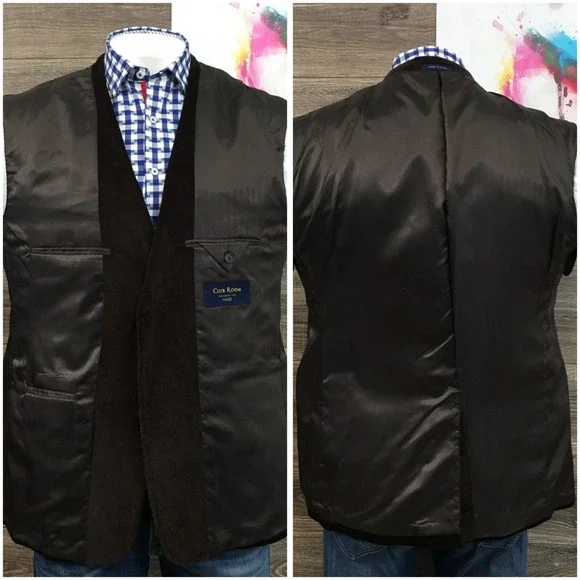 CLUB‎ ROOM Mens Corduroy Blazer Sport Coat Casual Jacket Size 44S Classic Suit